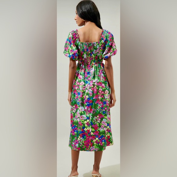 Sugarlips Green Floral Midi Dress - Picture 3 of 14